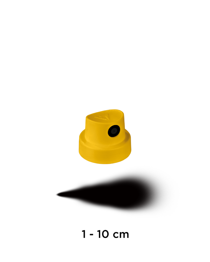 Foto von einer gelb-schwarzen Spraycap mit Strichstärke