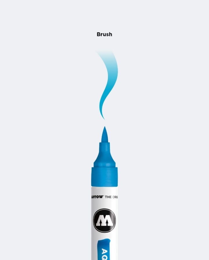 Detailaufnahme von Spitze des Aqua color Brush Markers von Molotow